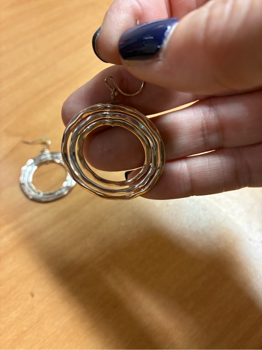 Gold Rippled Hoop Drop Earrings - Women Jewelry